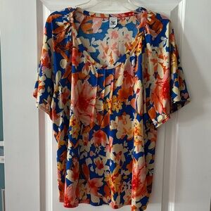 Sew in Love Blue and Orange Floral Blouse